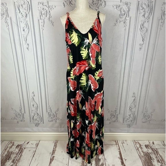 Hawaiin Vibes Tropical Floral Print Sleeveless Cami Maxi Dress - Picture 8 of 14